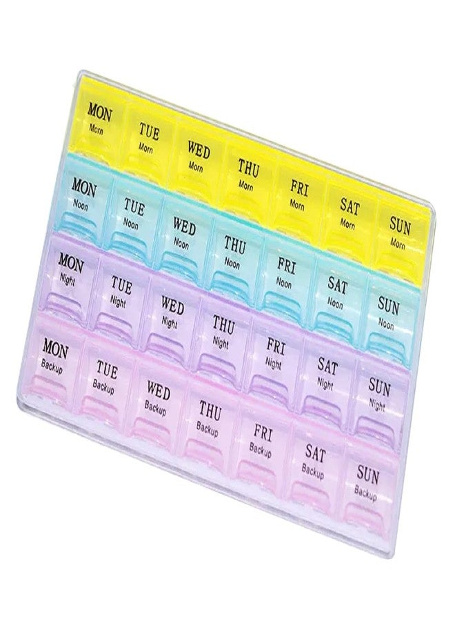 Mopslik 7 Days Pill Box Organizer 4 Times a Day with Moisture-Proof 28 Cell Medicine Planner Container for Vitamins Tablets BPA Free Reminder Storage (Pack Of 1) - Image 1